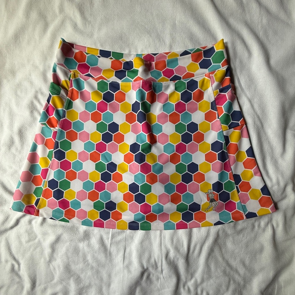 Colorful Hexagon Patterned Women's Skort (Size 14)
